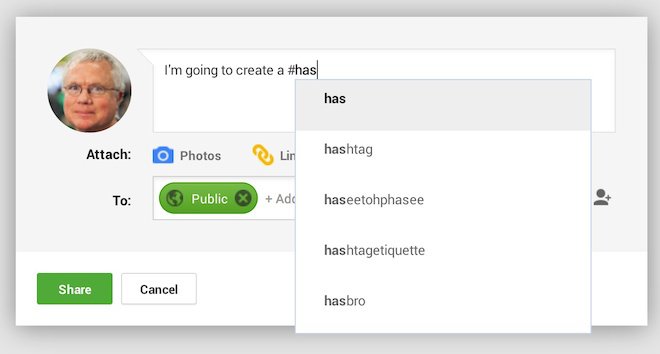 Hashtag on Google Plus